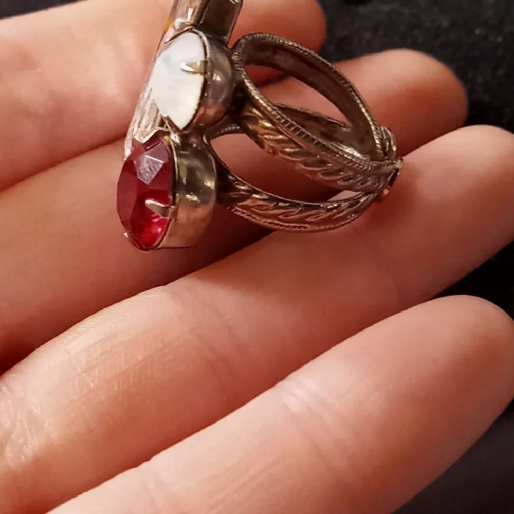 Sorrelli Multistone Clear, Red & Opal-Like Cocktail Ring